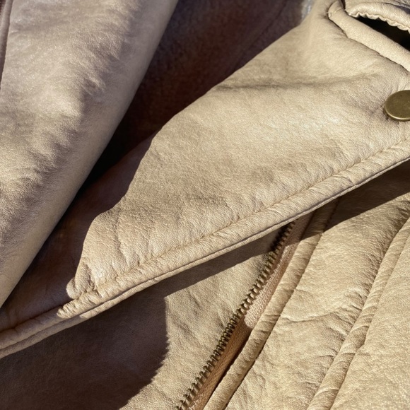 HP✨NWT SAGE the Label Rustic Heart Biker Faux Leather Moto Long Sleeve Jacket XS - Picture 6 of 16